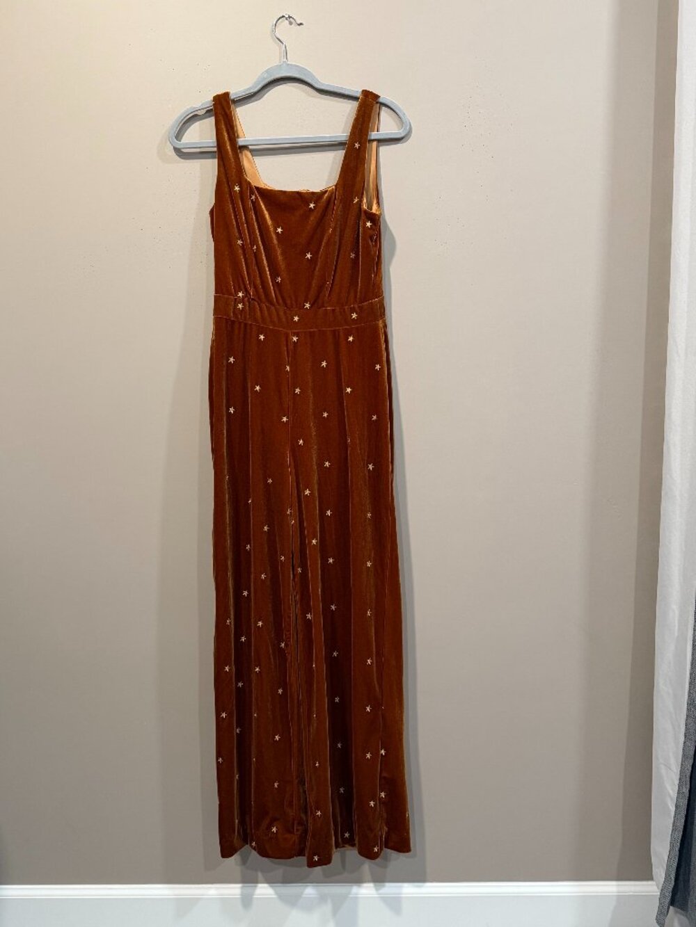 4Si3nna Velour Brown Romper with Star Decorations Women Size Medium